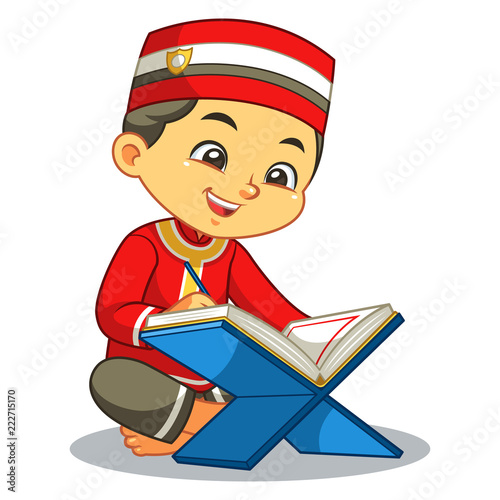 Moslem Boy Reading Quran" Stock image and royalty free vector files