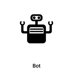 Bot icon vector isolated on white background, logo concept of Bot sign on transparent background, black filled symbol