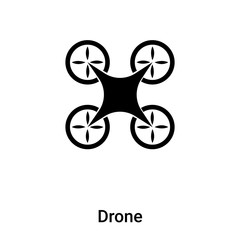 Drone icon vector isolated on white background, logo concept of Drone sign on transparent background, black filled symbol