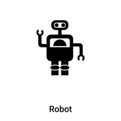 Robot icon vector isolated on white background, logo concept of Robot sign on transparent background, black filled symbol