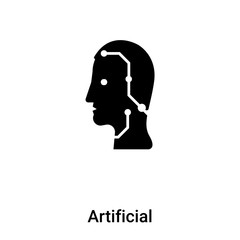 Artificial intelligence icon vector isolated on white background, logo concept of Artificial intelligence sign on transparent background, black filled symbol