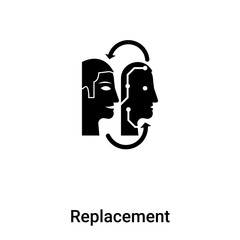 Replacement icon vector isolated on white background, logo concept of Replacement sign on transparent background, black filled symbol