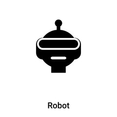 Robot icon vector isolated on white background, logo concept of Robot sign on transparent background, black filled symbol