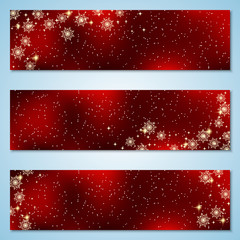Christmas and New Year red vector banners collection