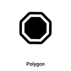 Polygon icon vector isolated on white background, logo concept of Polygon sign on transparent background, black filled symbol