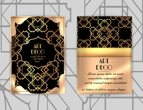 Business templates set at art deco style. 1920s motifs.