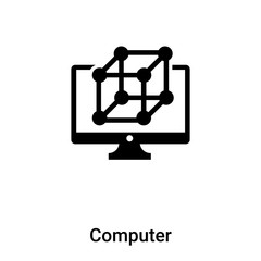 Computer icon vector isolated on white background, logo concept of Computer sign on transparent background, black filled symbol