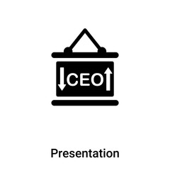 Presentation icon vector isolated on white background, logo concept of Presentation sign on transparent background, black filled symbol
