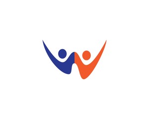 W letter community care Logo template