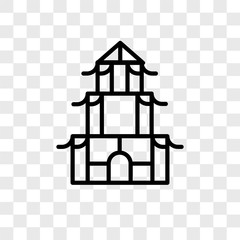 chinese house icons isolated on transparent background. Modern and editable chinese house icon. Simple icon vector illustration.