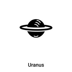 Uranus icon vector isolated on white background, logo concept of Uranus sign on transparent background, black filled symbol