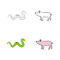 Outline draw animals