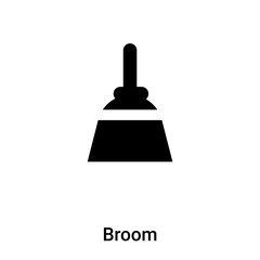 Broom icon vector isolated on white background, logo concept of Broom sign on transparent background, black filled symbol