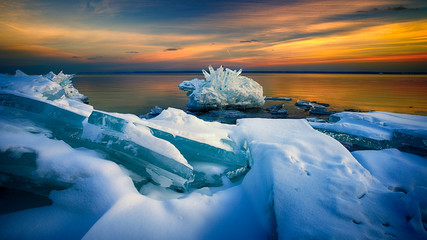 Broken Ice and snow in Lake Superior Winter - 222723112