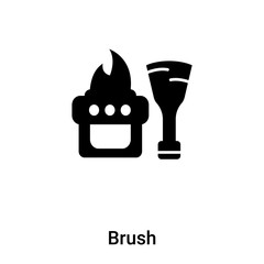 Brush icon vector isolated on white background, logo concept of Brush sign on transparent background, black filled symbol