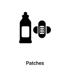 Patches icon vector isolated on white background, logo concept of Patches sign on transparent background, black filled symbol