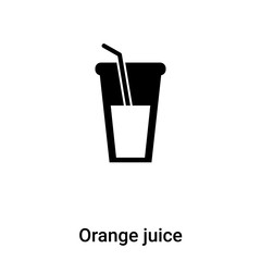 Orange juice icon vector isolated on white background, logo concept of Orange juice sign on transparent background, black filled symbol