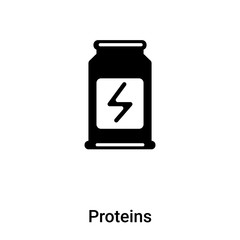 Proteins icon vector isolated on white background, logo concept of Proteins sign on transparent background, black filled symbol