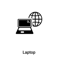 Laptop icon vector isolated on white background, logo concept of Laptop sign on transparent background, black filled symbol