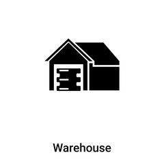 Warehouse icon vector isolated on white background, logo concept of Warehouse sign on transparent background, black filled symbol