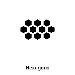 Hexagons icon vector isolated on white background, logo concept of Hexagons sign on transparent background, black filled symbol