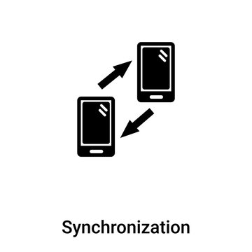 Synchronization icon vector isolated on white background, logo concept of Synchronization sign on transparent background, black filled symbol