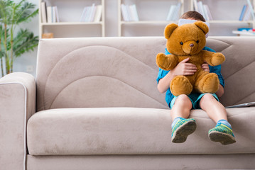 Young little boy with VR virtual reality glasses