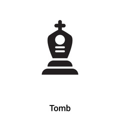 Tomb icon vector isolated on white background, logo concept of Tomb sign on transparent background, black filled symbol