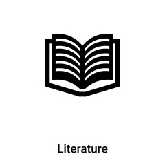 Literature icon vector isolated on white background, logo concept of Literature sign on transparent background, black filled symbol