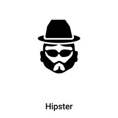 Hipster icon vector isolated on white background, logo concept of Hipster sign on transparent background, black filled symbol