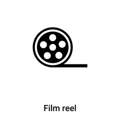 Film reel icon vector isolated on white background, logo concept of Film reel sign on transparent background, black filled symbol