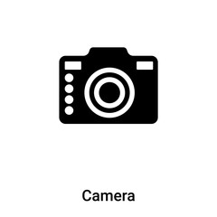 Camera icon vector isolated on white background, logo concept of Camera sign on transparent background, black filled symbol