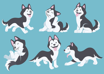 husky dog cartoon set © bazzier