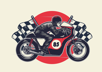 man riding cafe racer in hand drawing style © bazzier