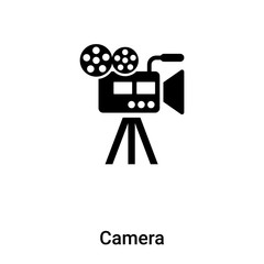 Camera icon vector isolated on white background, logo concept of Camera sign on transparent background, black filled symbol