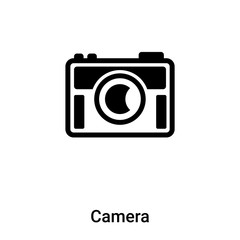 Camera icon vector isolated on white background, logo concept of Camera sign on transparent background, black filled symbol