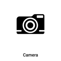 Camera icon vector isolated on white background, logo concept of Camera sign on transparent background, black filled symbol