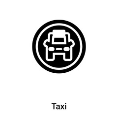 Taxi icon vector isolated on white background, logo concept of Taxi sign on transparent background, black filled symbol