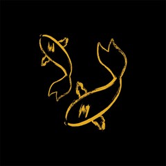 Koi logo japan fish japanese symbol background illustration vector stock