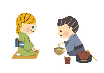 お茶を点てる男性