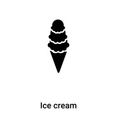 Ice cream icon vector isolated on white background, logo concept of Ice cream sign on transparent background, black filled symbol