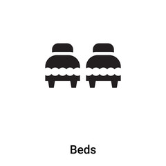 Beds icon vector isolated on white background, logo concept of Beds sign on transparent background, black filled symbol