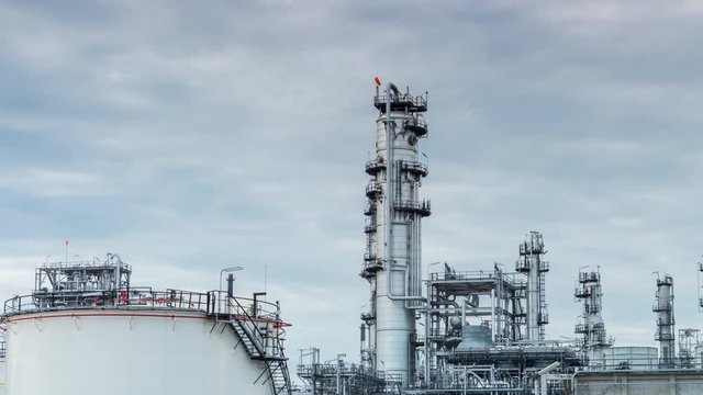 Time lapse of refinery industry petrochemical plant, day time