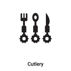 Cutlery icon vector isolated on white background, logo concept of Cutlery sign on transparent background, black filled symbol
