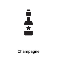 Champagne icon vector isolated on white background, logo concept of Champagne sign on transparent background, black filled symbol