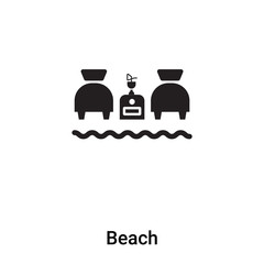 Beach icon vector isolated on white background, logo concept of Beach sign on transparent background, black filled symbol
