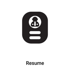 Resume icon vector isolated on white background, logo concept of Resume sign on transparent background, black filled symbol