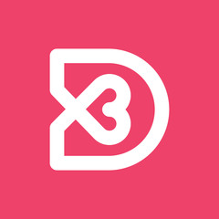 Letter D love Logo