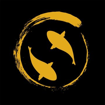 Koi logo japan fish japanese symbol background illustration vector stock