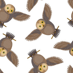 Obraz premium Seamless pattern with brown owls